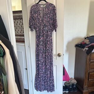 Chic Floral Maxi Dress in Pink and Purple